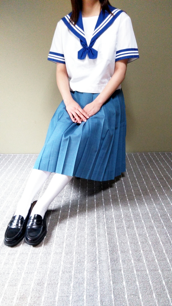 極美品!!熊本市立託麻中学校夏服セット大きめ極爽やかブルー基調