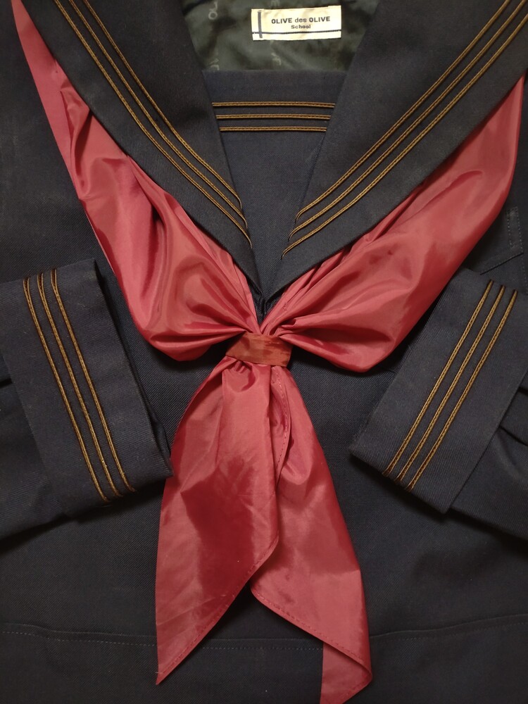 制服市場 香川県 香川大学教育学部附属坂出中学 冬服 茶色 3本ライン セーラー オリーブデオリーブ 165A