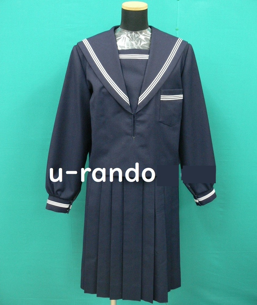制服市場 3056 《大阪府》佐野高校・大きなサイズ・白3本ラインの冬セーラーセット