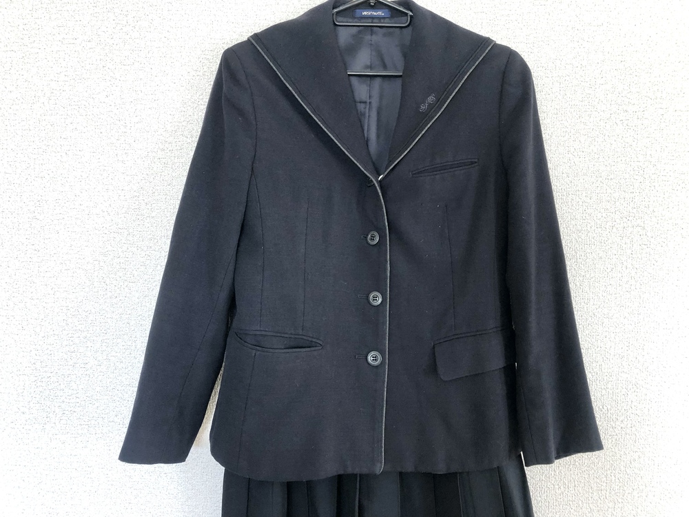 制服市場 - 広島県 【庄原実業高校】セーラーブレザー 冬服 プリーツスカート セット 黒