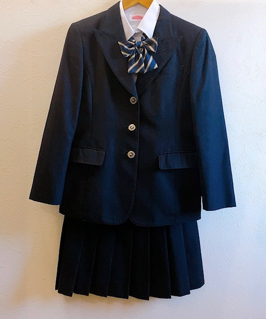 新潟県 新潟県 【 新潟市 新潟市立万代高等学校 女子 制服 4点セット 】ジャケット・スカート×2・リボン