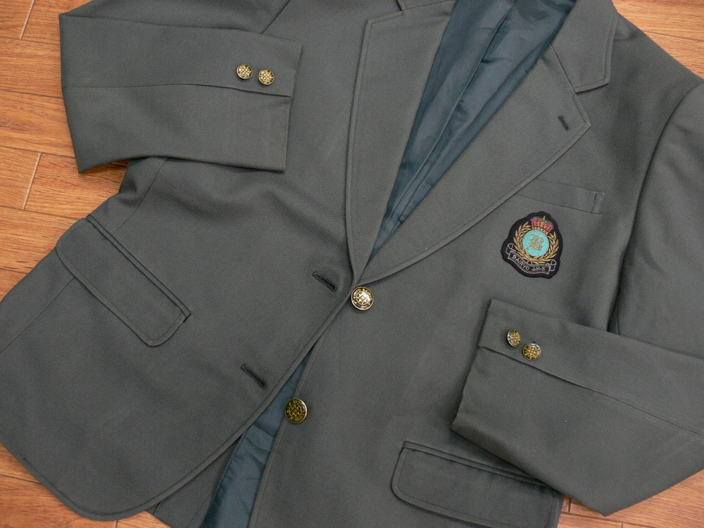 制服市場 京都府 5564 《京田辺市立 培良中学校》グリーン系ブレザー制服冬夏セット サイズ170A