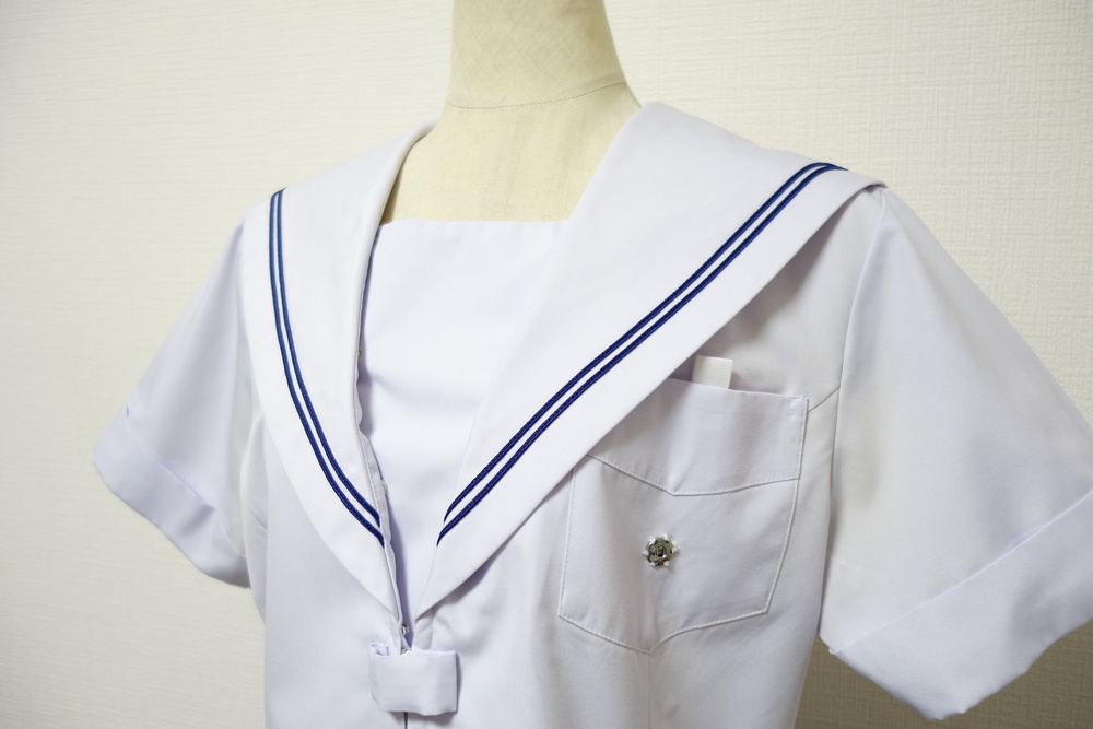 制服市場 大阪府 130 大阪市立喜連中学校 （大きいサイズ・長身）前ファスナー夏セーラー上下 180A W72