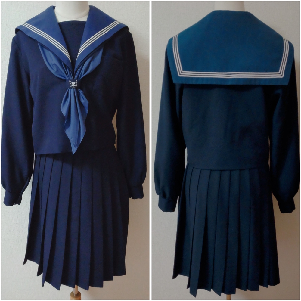 大阪府 茨木市立 三島中学校 冬服 珍しい 青色襟カバー セーラー