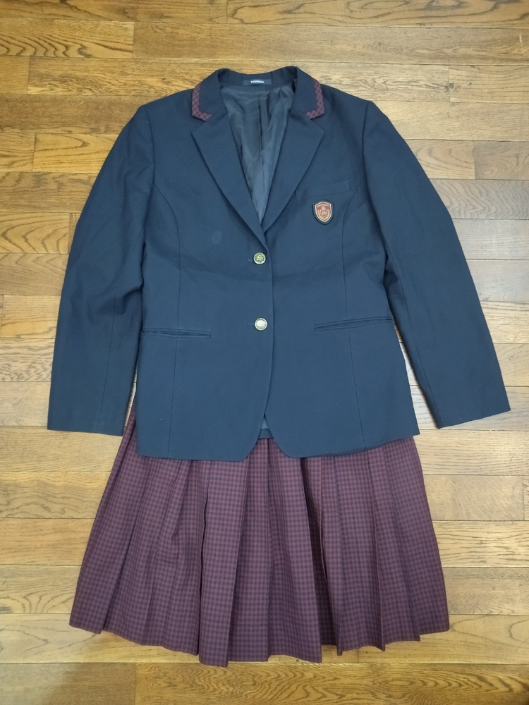 T)U562 () 岡山県 瀬戸南高校 7点セット /旧制服/小さめ/S/M/Ｗ63/ブレザー/セーター/ブラウス/スカート/リボン/夏冬/制服/ 女子学生/ - コスプレ衣装