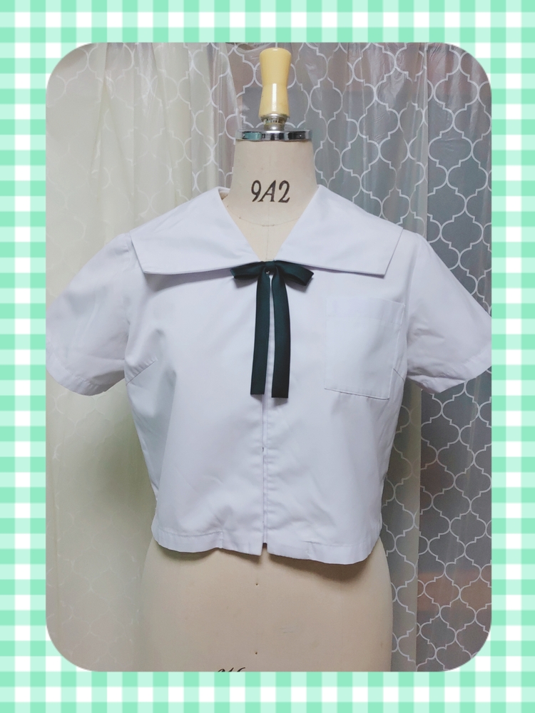 制服市場 長崎県 時津町立鳴北中学校☆旧セーラーブラウス★九州には珍しいデザイン