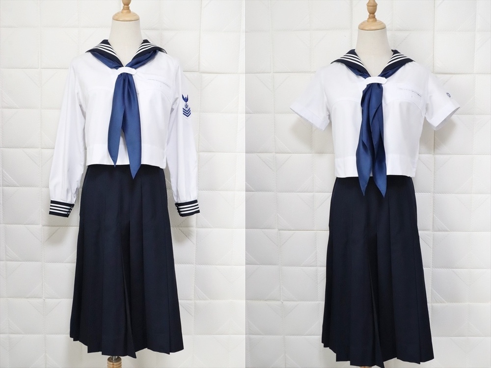＊お値下げ中＊新品未使用 セーラー服 半袖 150BS相当 綿混 セーラー服 半袖 夏用 女子 制服 白 グレー2本ライン 150cmA～180cmA