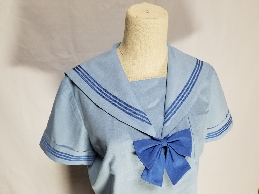 熊本県 大きめサイズ 熊本県 天草市立 本渡中学校 夏服 水色セーラー服