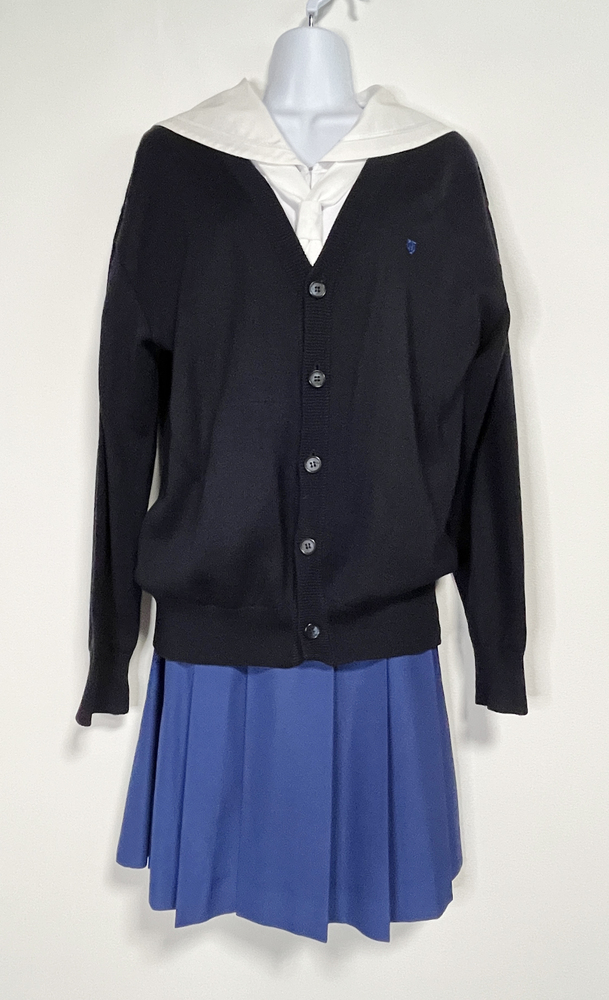 栃木県 矢板東高校 制服 セーラー服 冬夏上下セット カーディガン 校章、学年バッジ 165